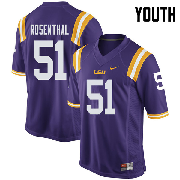 Youth #51 Dare Rosenthal LSU Tigers College Football Jerseys Sale-Purple